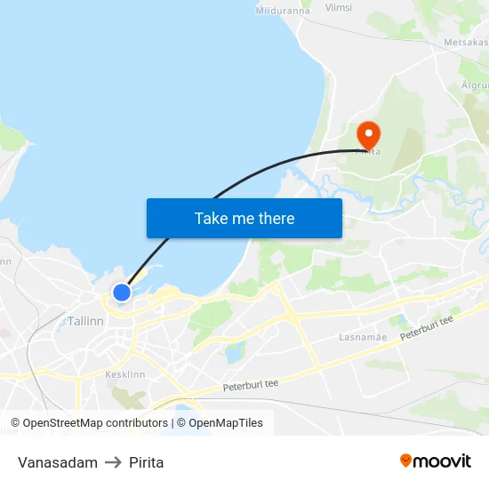 Vanasadam to Pirita map