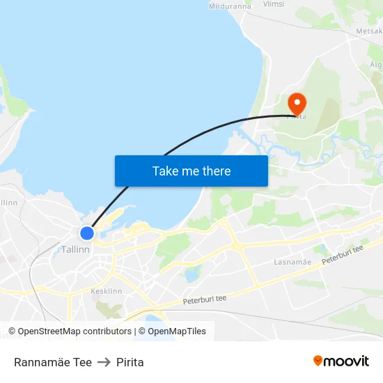Rannamäe Tee to Pirita map