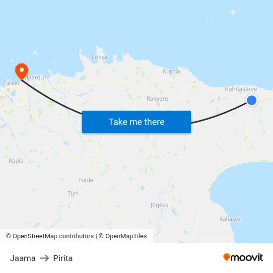Jaama to Pirita map
