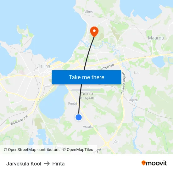 Järveküla Kool to Pirita map