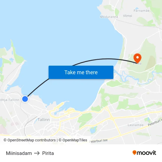 Miinisadam to Pirita map