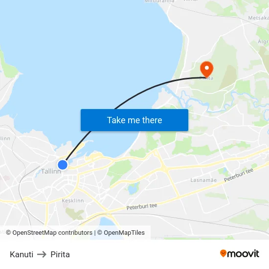 Kanuti to Pirita map