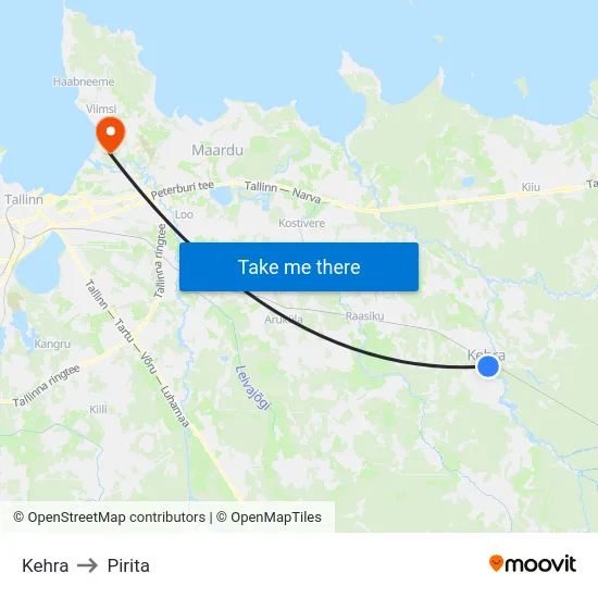 Kehra to Pirita map