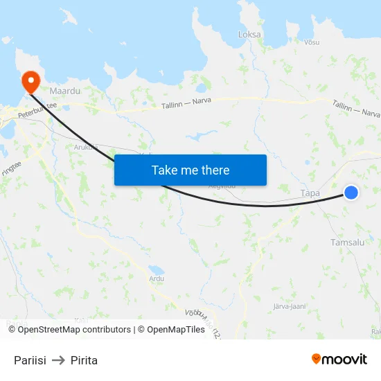 Pariisi to Pirita map