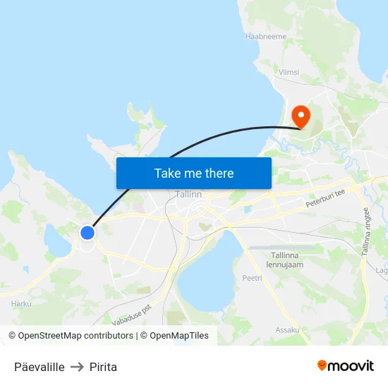 Päevalille to Pirita map