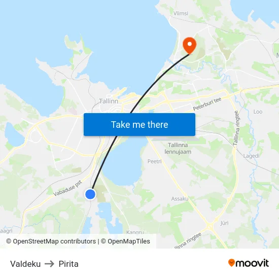 Valdeku to Pirita map
