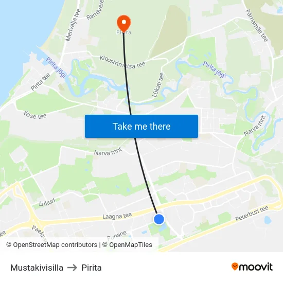 Mustakivisilla to Pirita map