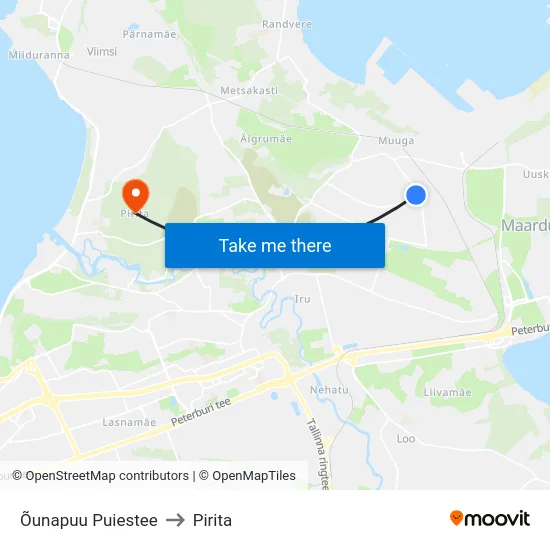 Õunapuu Puiestee to Pirita map
