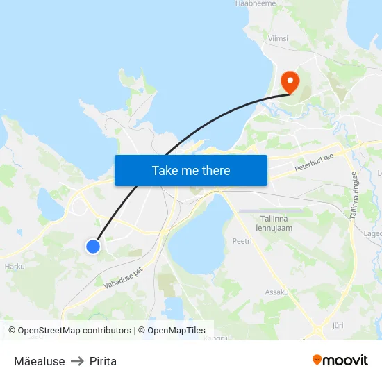 Mäealuse to Pirita map