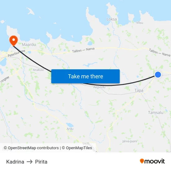 Kadrina to Pirita map