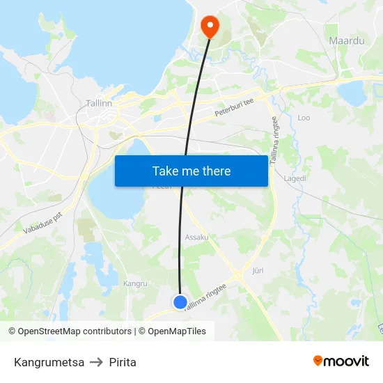 Kangrumetsa to Pirita map