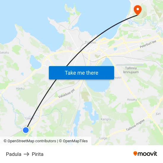 Padula to Pirita map