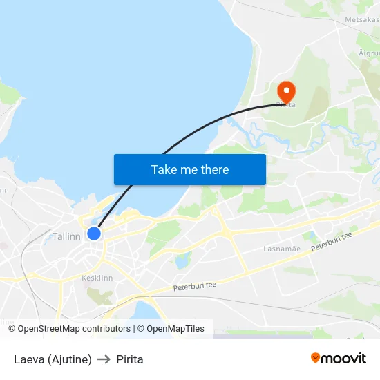 Laeva (Ajutine) to Pirita map