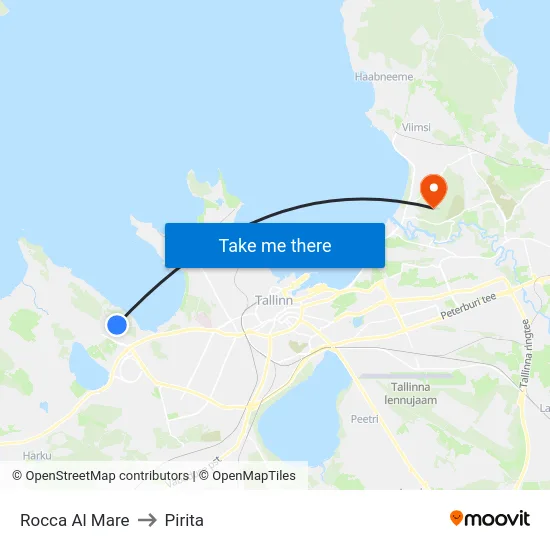 Rocca Al Mare to Pirita map