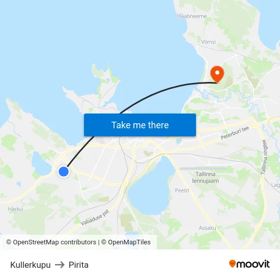 Kullerkupu to Pirita map