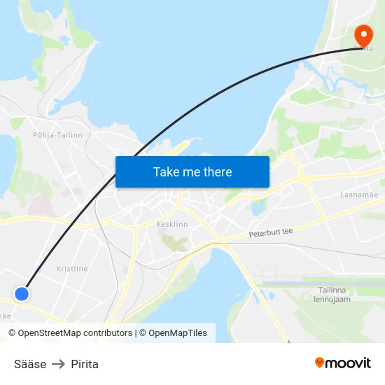 Sääse to Pirita map