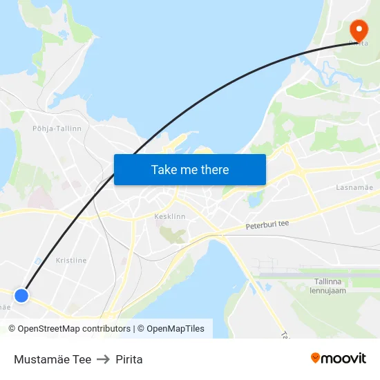Mustamäe Tee to Pirita map