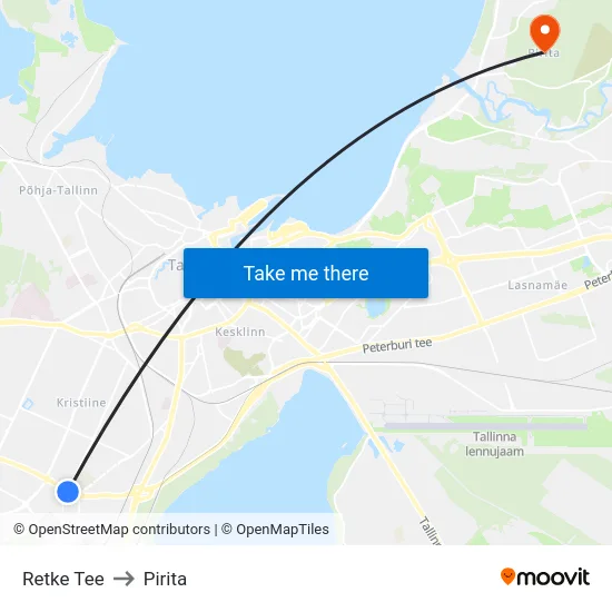Retke Tee to Pirita map