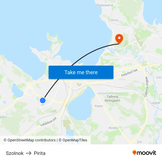 Szolnok to Pirita map