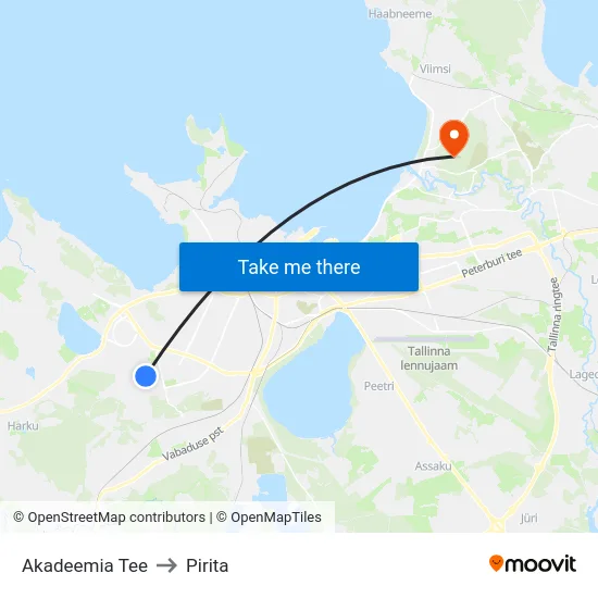Akadeemia Tee to Pirita map