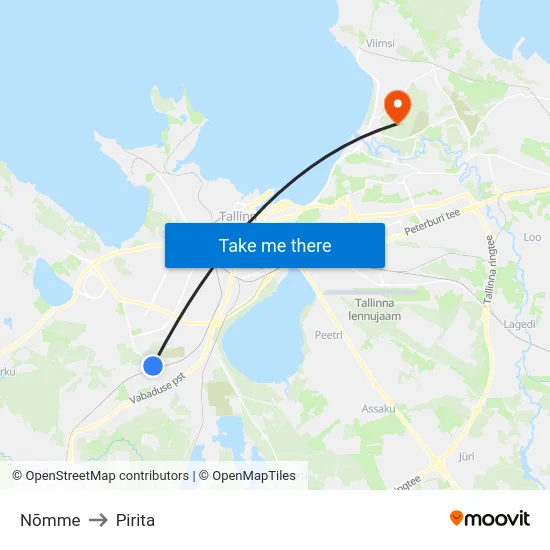 Nõmme to Pirita map
