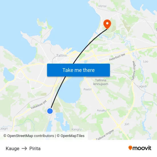 Kauge to Pirita map
