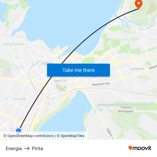 Energia to Pirita map
