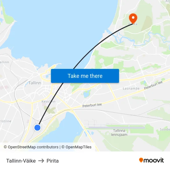 Tallinn-Väike to Pirita map