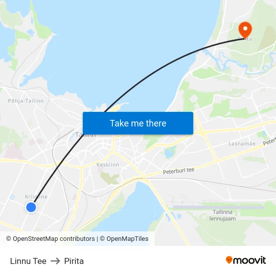 Linnu Tee to Pirita map