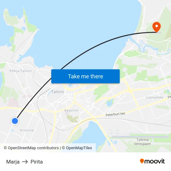 Marja to Pirita map