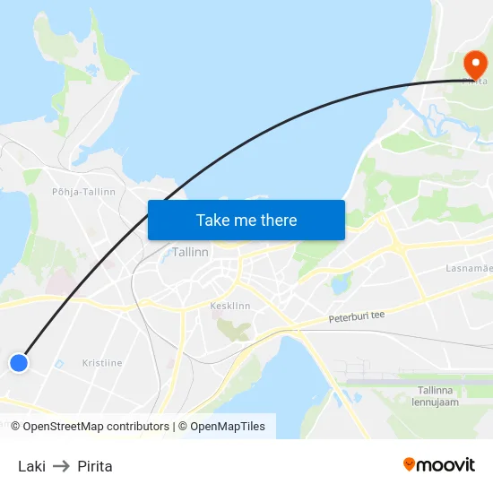 Laki to Pirita map