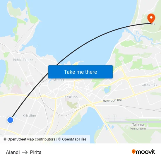 Aiandi to Pirita map