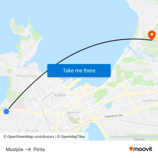 Mustjõe to Pirita map