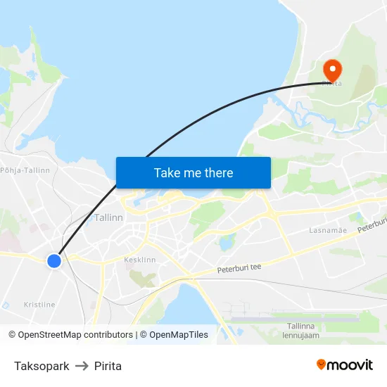Taksopark to Pirita map