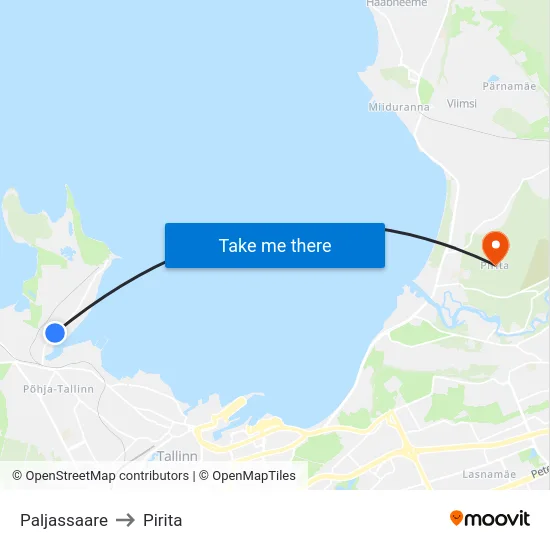 Paljassaare to Pirita map