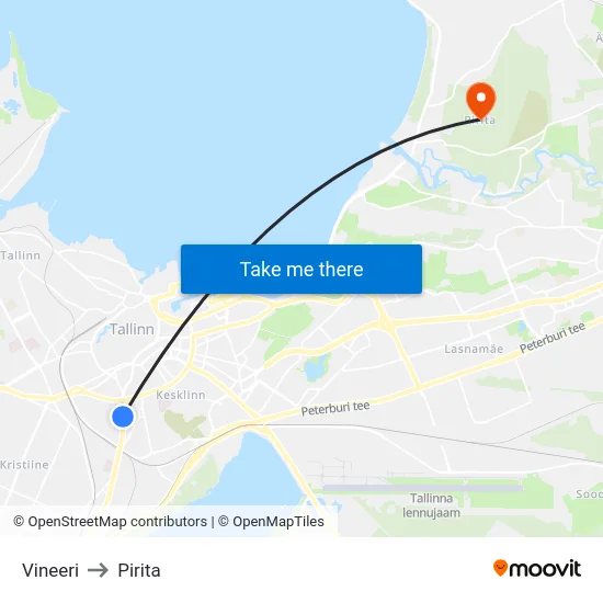 Vineeri to Pirita map