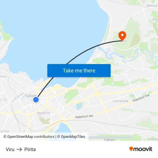 Viru to Pirita map