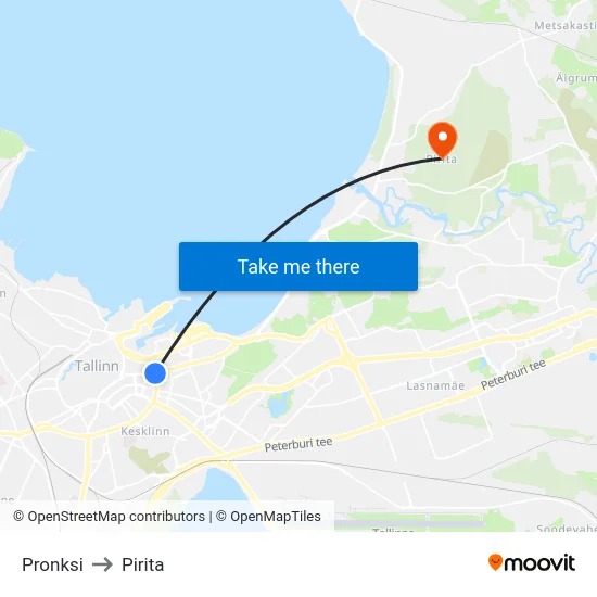 Pronksi to Pirita map