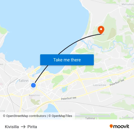 Kivisilla to Pirita map
