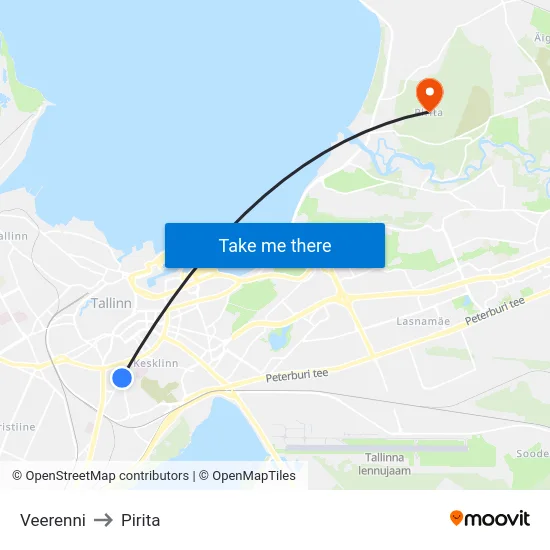 Veerenni to Pirita map