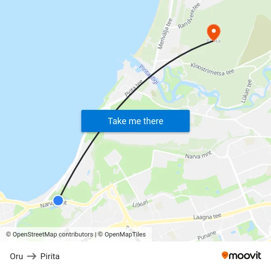 Oru to Pirita map