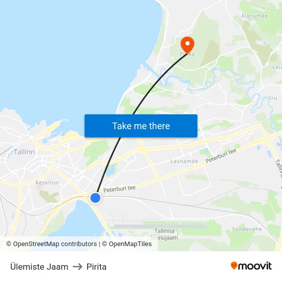 Ülemiste Jaam to Pirita map
