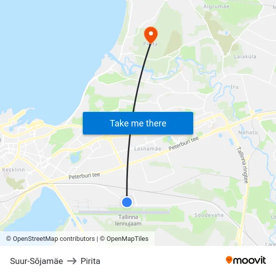 Suur-Sõjamäe to Pirita map