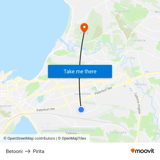 Betooni to Pirita map