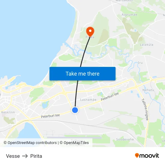Vesse to Pirita map