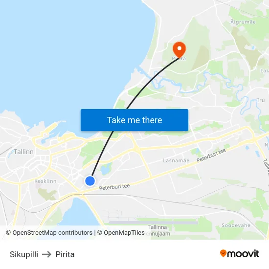 Sikupilli to Pirita map