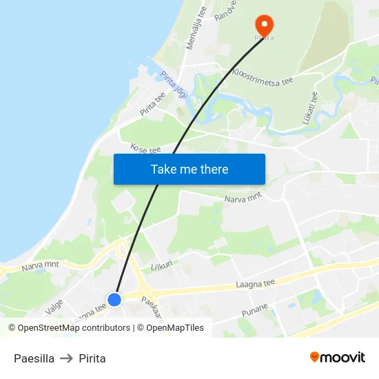 Paesilla to Pirita map