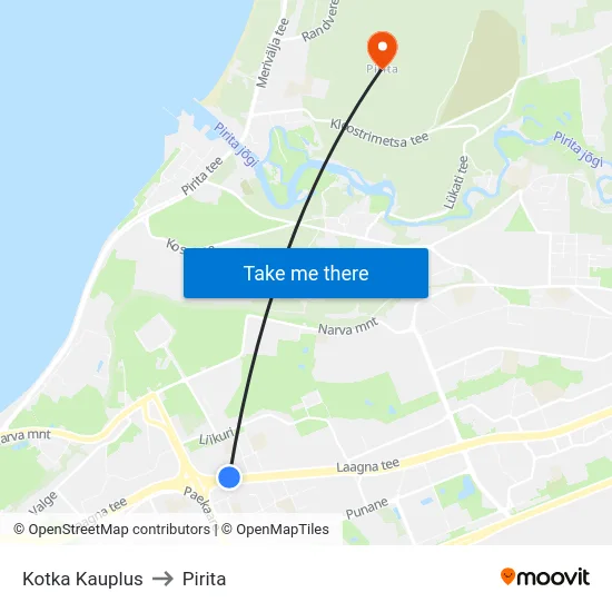 Kotka Kauplus to Pirita map