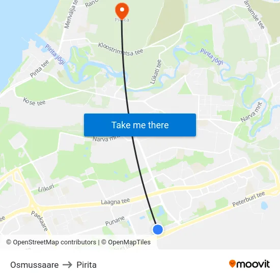 Osmussaare to Pirita map