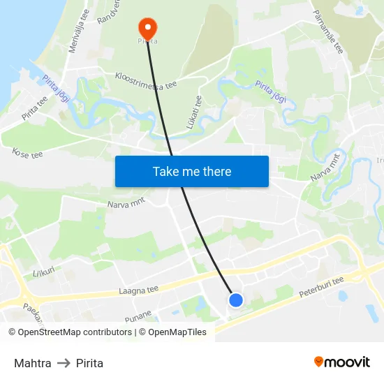 Mahtra to Pirita map